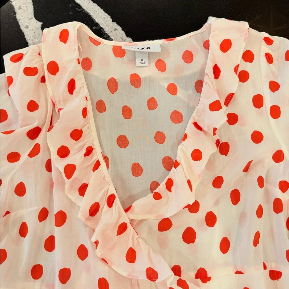 Polka Dot Ruffle Wrap Dress - Picture 12 of 15